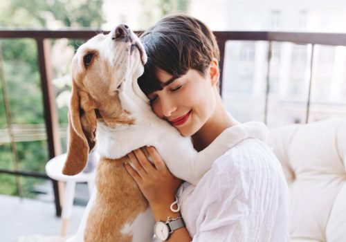 close-up-portrait-pleased-girl-with-short-brown-hair-embracing-funny-beagle-dog-with-eyes-closed